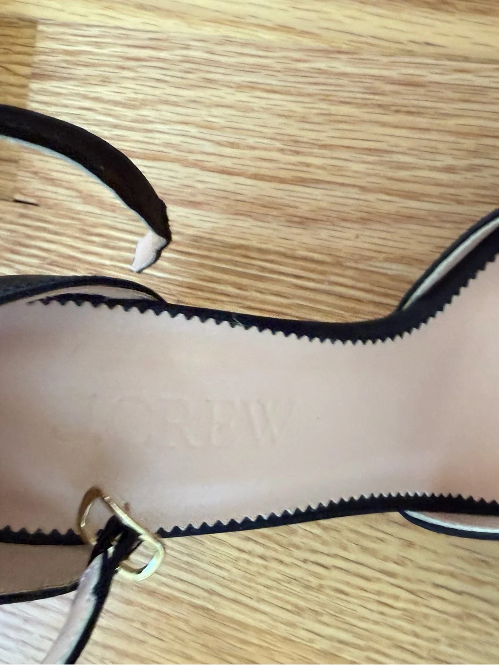 J Crew Black Women’s Ankle-Strap Heels with White Floral Accent (Open Toe)